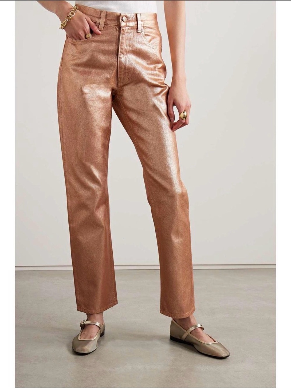 Ulla Johnson Metallic Copper Straight-Leg Women’s Jeans